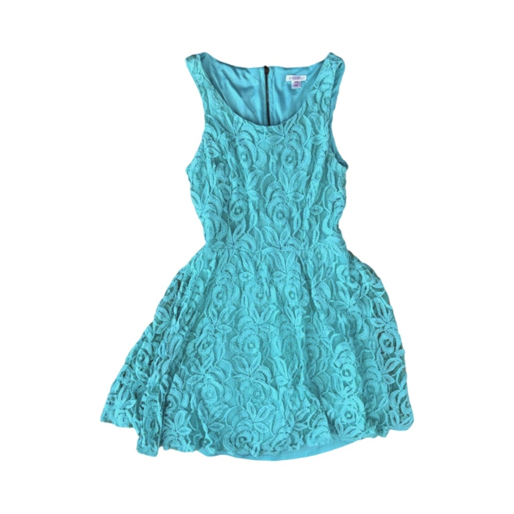 XHILERATION Turquoise Lace Dress - 4/$30